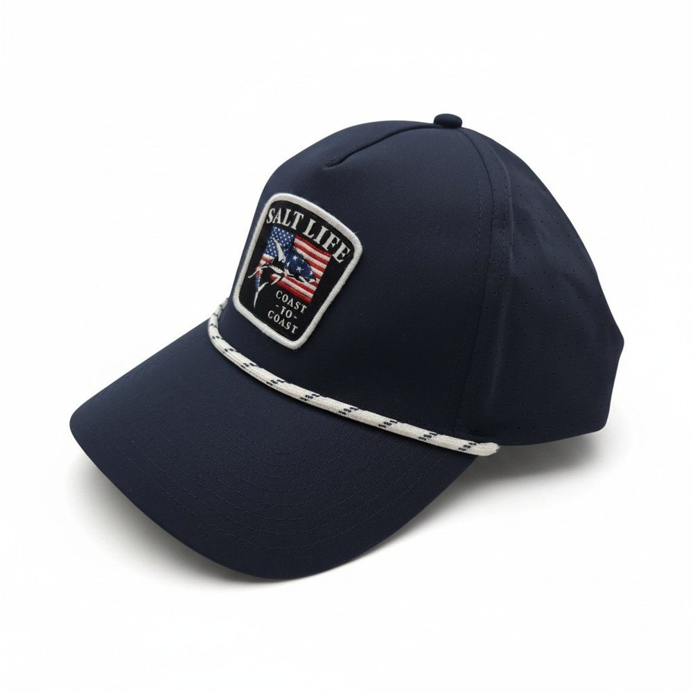 Salt Life Coast to Coast Fishing Rope Hat Navy Blue Snapback OSFM NWT